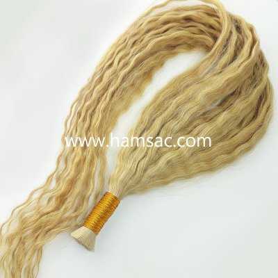 Permalı Ham Saç - 75-80CM Kıvırcık Ham Saç Sarı  Boyasız Gerçek Garantili Saçlar